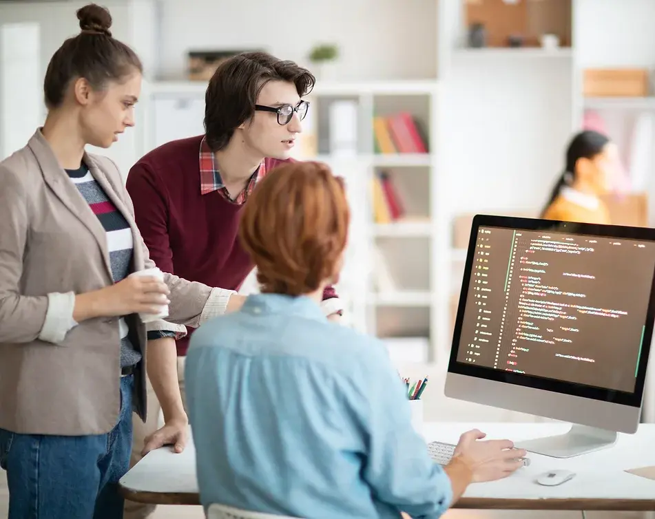 Colleagues reviewing code